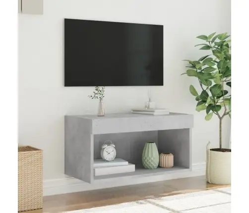 Tv Skapītis Ar Led Lampiņām, Betona Pelēki, 60X30X30 Cm Vidaxl