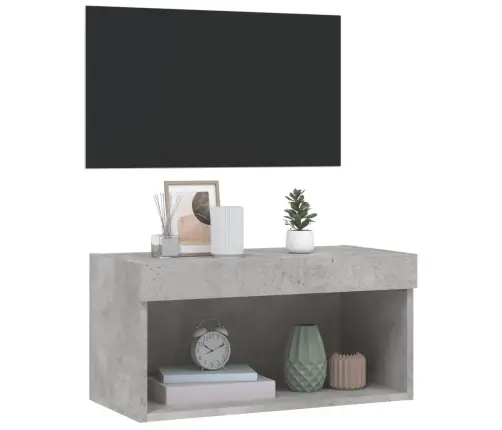 Tv Skapītis Ar Led Lampiņām, Betona Pelēki, 60X30X30 Cm Vidaxl