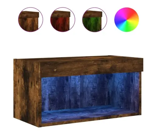 Tv Spintelė Su Led Lemputėmis, Dūminio Ąžuolo, 60X30X30Cm