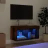 Tv Spintelė Su Led Lemputėmis, Dūminio Ąžuolo, 60X30X30Cm