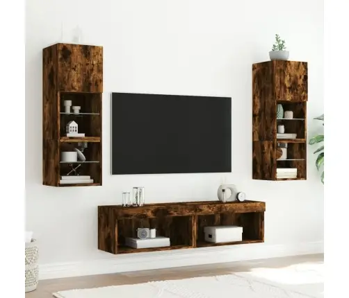 Tv Spintelė Su Led Lemputėmis, Dūminio Ąžuolo, 60X30X30Cm
