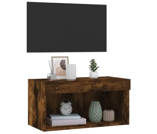 Tv Spintelė Su Led Lemputėmis, Dūminio Ąžuolo, 60X30X30Cm
