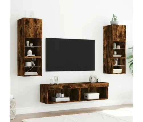 Led-Tuledega Telerikapid 2 Tk, Suitsutatud Tamm, 60X30X30 Cm