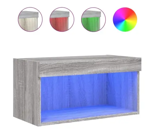 Tv Skapītis Ar Led Lampiņām, Pelēka Ozola Krāsa, 60X30X30 Cm Vidaxl