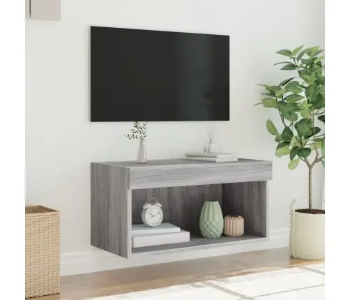 Tv Skapītis Ar Led Lampiņām, Pelēka Ozola Krāsa, 60X30X30 Cm Vidaxl