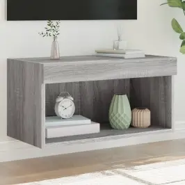 Tv Skapītis Ar Led Lampiņām, Pelēka Ozola Krāsa, 60X30X30 Cm Vidaxl