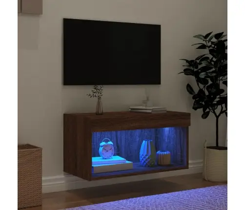 Tv Spintelė Su Led Lemputėmis, Ruda Ąžuolo, 60X30X30Cm