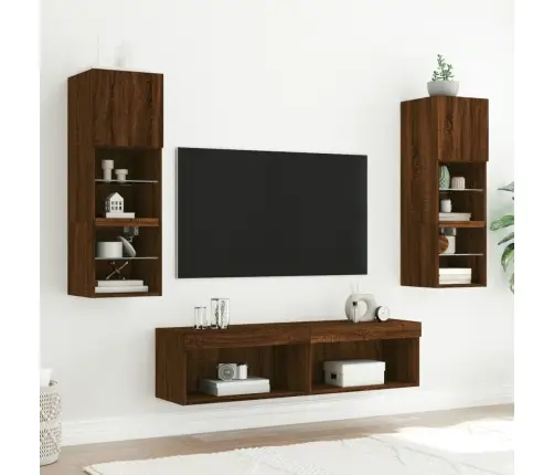 Tv Spintelė Su Led Lemputėmis, Ruda Ąžuolo, 60X30X30Cm