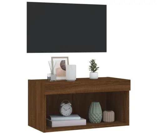 Tv Spintelė Su Led Lemputėmis, Ruda Ąžuolo, 60X30X30Cm