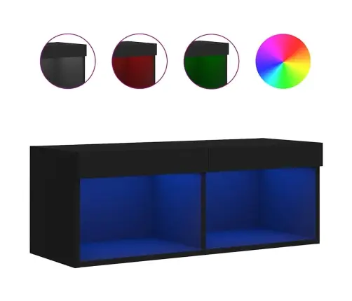 Tv Skapītis Ar Led Lampiņām, Melni, 80X30X30 Cm Vidaxl