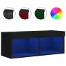 Tv Skapītis Ar Led Lampiņām, Melni, 80X30X30 Cm Vidaxl