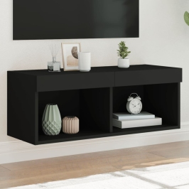 Tv Skapītis Ar Led Lampiņām, Melni, 80X30X30 Cm Vidaxl
