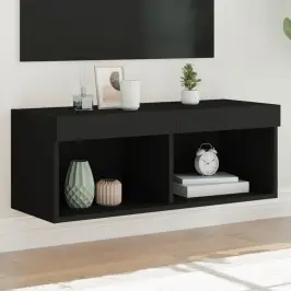 Tv Spintelė Su Led Lemputėmis, Juodos Spalvos, 80X30X30Cm