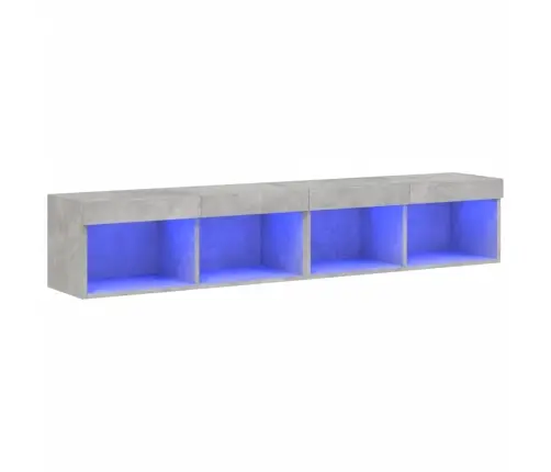 Tv Spintelės Su Led Lemputėmis, 2Vnt., Betono, 80X30X30Cm Tv Spintelės Su Led Lemputėmis, 2Vnt., Betono, 80X30X30Cm