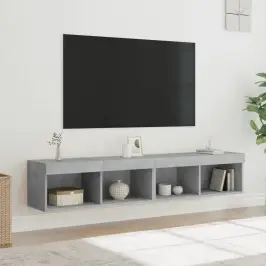 Tv Spintelės Su Led Lemputėmis, 2Vnt., Betono, 80X30X30Cm