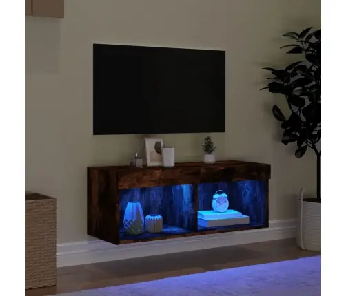 Tv Spintelė Su Led Lemputėmis, Dūminio Ąžuolo, 80X30X30Cm