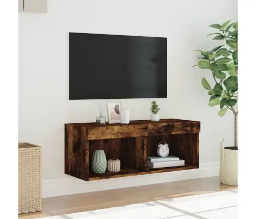 Tv Spintelė Su Led Lemputėmis, Dūminio Ąžuolo, 80X30X30Cm