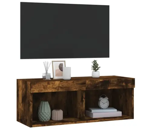 Tv Spintelė Su Led Lemputėmis, Dūminio Ąžuolo, 80X30X30Cm