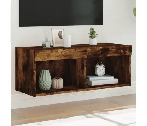 Tv Spintelė Su Led Lemputėmis, Dūminio Ąžuolo, 80X30X30Cm