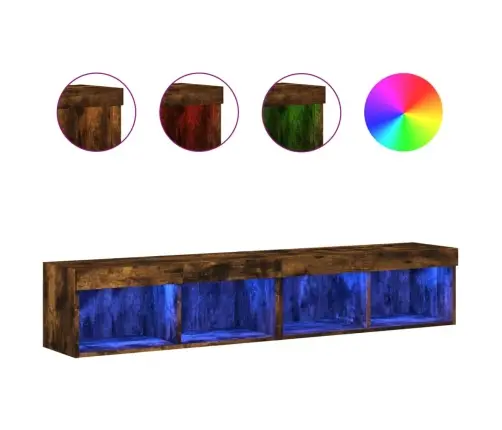 Tv Skapīši Ar Led Lampiņām, 2 Gab., Ozolkoka Krāsa, 80X30X30 Cm Vidaxl