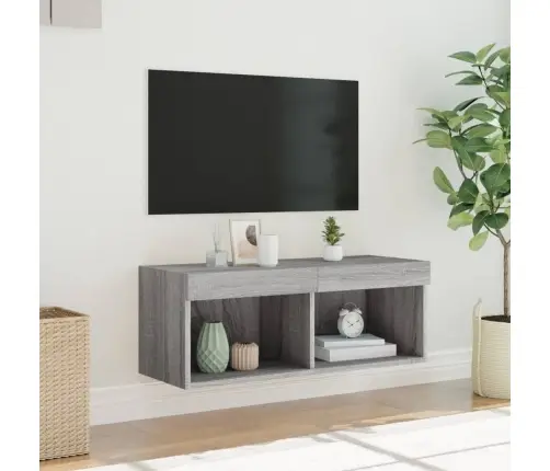 Tv Spintelė Su Led Lemputėmis, Pilka Ąžuolo, 80X30X30Cm