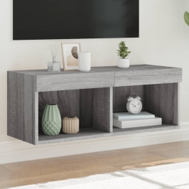 Tv Skapītis Ar Led Lampiņām, Pelēka Ozolkoka Krāsa, 80X30X30 Cm Vidaxl