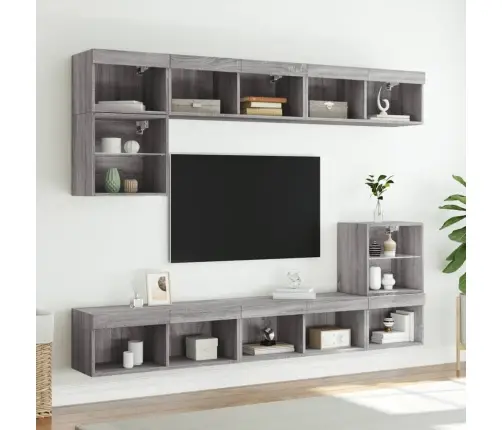 Tv Spintelės Su Led, 2Vnt., Pilkos Ąžuolo, 80X30X30Cm Tv Spintelės Su Led, 2Vnt., Pilkos Ąžuolo, 80X30X30Cm