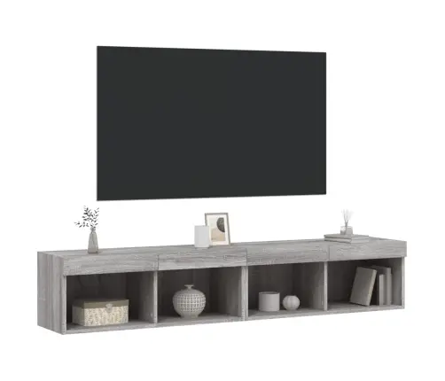 Tv Spintelės Su Led, 2Vnt., Pilkos Ąžuolo, 80X30X30Cm Tv Spintelės Su Led, 2Vnt., Pilkos Ąžuolo, 80X30X30Cm
