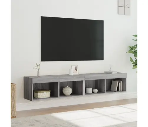 Tv Spintelės Su Led, 2Vnt., Pilkos Ąžuolo, 80X30X30Cm Tv Spintelės Su Led, 2Vnt., Pilkos Ąžuolo, 80X30X30Cm