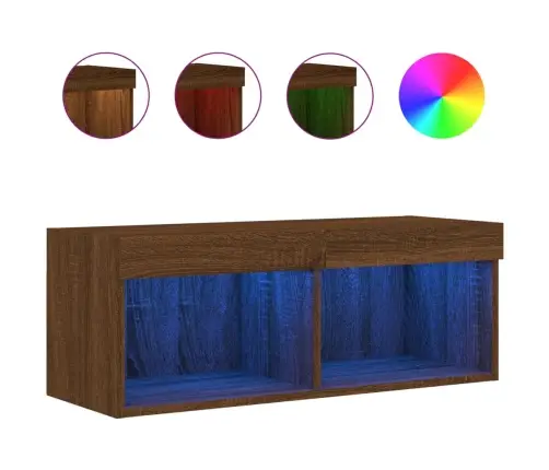 Tv Skapītis Ar Led Apgaismojumu, Brūna Ozola, 80X30X30 Cm Vidaxl