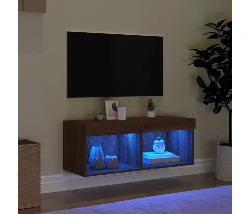 Tv Skapītis Ar Led Apgaismojumu, Brūna Ozola, 80X30X30 Cm Vidaxl