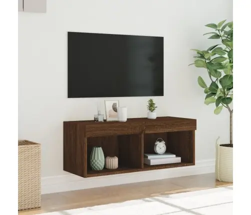 Tv Skapītis Ar Led Apgaismojumu, Brūna Ozola, 80X30X30 Cm Vidaxl