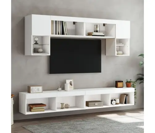 Tv Skapītis Ar Led Lampiņām, Balti, 100X30X30 Cm Vidaxl
