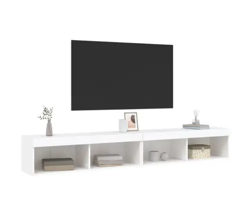 Tv Plaukti Ar Led Lampiņām, 2 Gab., Balti, 100X30X30 Cm Vidaxl