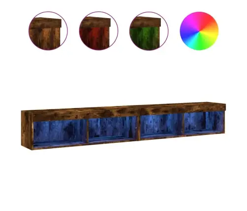 Tv Skapīši Ar Led Lampiņām, 2 Gab., Ozolkoka Krāsa, 100X30X30Cm Vidaxl