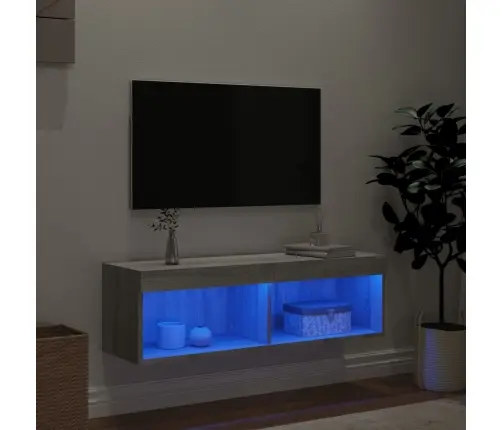 Tv Skapītis Ar Led Lampiņām, Pelēka Ozolkoka Krāsa, 100X30X30Cm Vidaxl