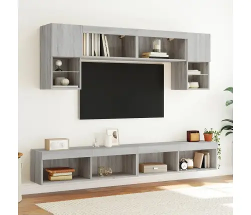 Tv Skapītis Ar Led Lampiņām, Pelēka Ozolkoka Krāsa, 100X30X30Cm Vidaxl