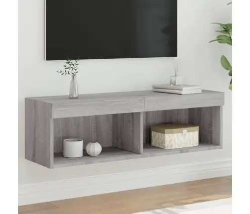 Tv Skapītis Ar Led Lampiņām, Pelēka Ozolkoka Krāsa, 100X30X30Cm Vidaxl