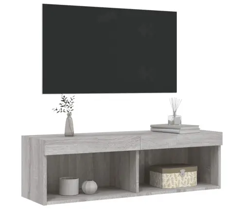 Tv Skapītis Ar Led Lampiņām, Pelēka Ozolkoka Krāsa, 100X30X30Cm Vidaxl