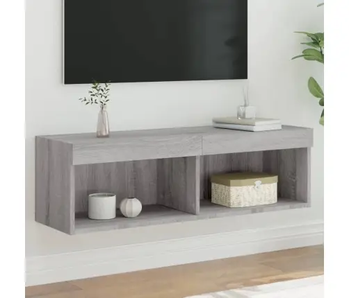 Tv Skapītis Ar Led Lampiņām, Pelēka Ozolkoka Krāsa, 100X30X30Cm Vidaxl