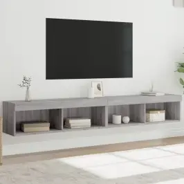 Tv Plaukti Ar Led Lampiņām, 2 Gab., 100X30X30 Cm, Pelēka Ozola Vidaxl