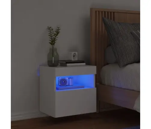 Tv Galdiņš Ar Led Lampiņām, Balti, 40X30X40 Cm Vidaxl