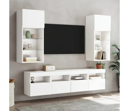 Tv Galdiņš Ar Led Lampiņām, Balti, 40X30X40 Cm Vidaxl