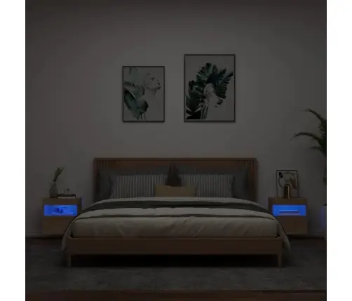 Tv Plaukti Ar Led Lampiņām, 2 Gab., 40X30X40 Cm, Koka Krāsa Vidaxl