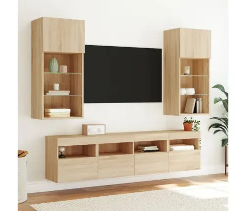 Tv Plaukti Ar Led Lampiņām, 2 Gab., 40X30X40 Cm, Koka Krāsa Vidaxl