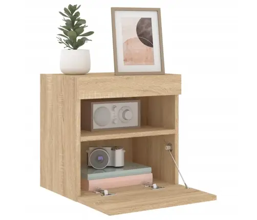 Tv Plaukti Ar Led Lampiņām, 2 Gab., 40X30X40 Cm, Koka Krāsa Vidaxl