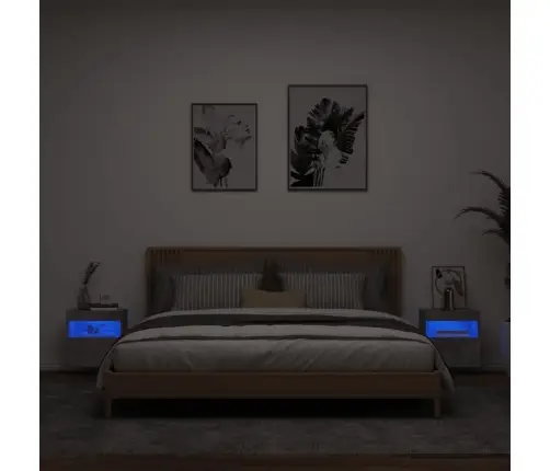 Tv Galdiņi Ar Led Lampiņām, 2 Gab., Betona Pelēki, 40X30X40 Cm Vidaxl
