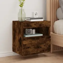 Sieninė Tv Spintelė Su Led Lemputėmis, Dūminė, 40X30X40Cm