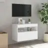 Tv Galdiņš Ar Led Lampiņām, Balti, 60X30X40 Cm Vidaxl Tv Galdiņš Ar Led Lampiņām, Balti, 60X30X40 Cm Vidaxl