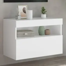 Tv Galdiņš Ar Led Lampiņām, Balti, 60X30X40 Cm Vidaxl